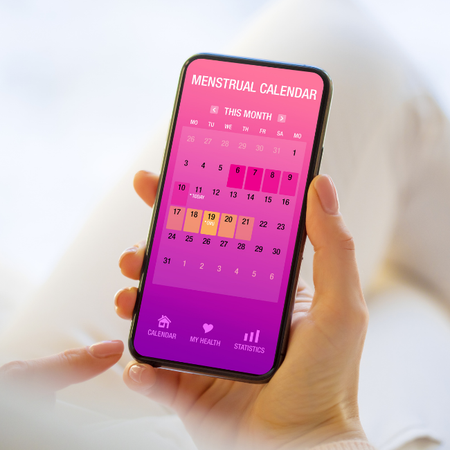 Menstrual calendar app on a phones